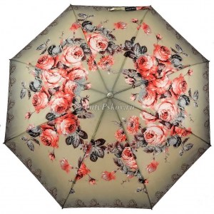 Зонт  Rain Proof серый с цветами, механика, 3 сл., арт.1055-6